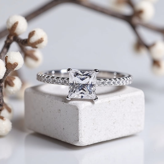 2. Princess Cut Moissanite Ring