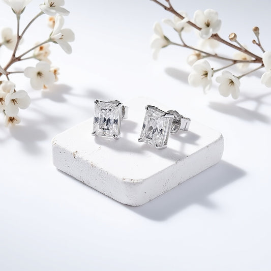 5. Radiant Edge Moissanite Stud Earrings