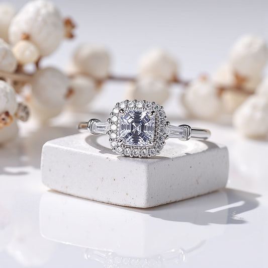 3. 2ct Aasscher cut moissanite ring